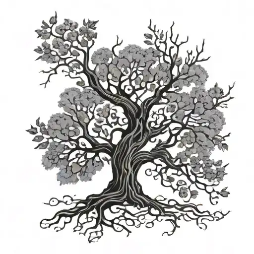 ash tree nord mythology intertwined tattoo design idea