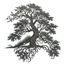 ash tree nord mythology intertwined tattoo design idea