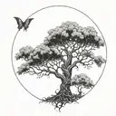ash tree nord mythology intertwined tattoo design idea