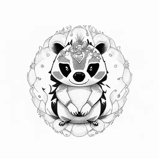 Stitch in Racoon fancy and Raccoon in Stitch fancy tattoo design idea