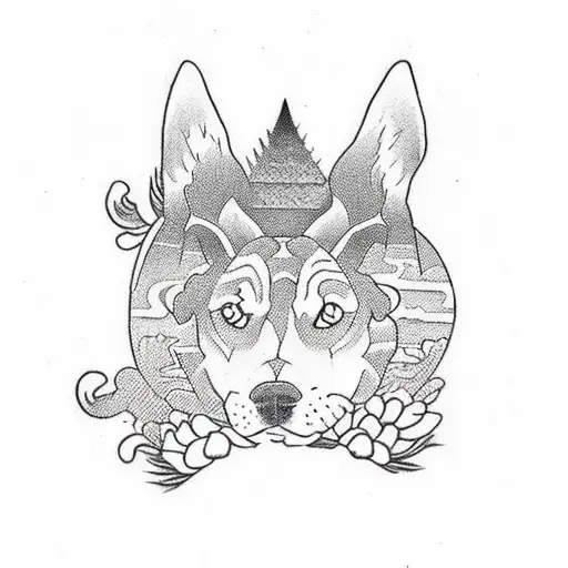 Camping with a Canine Companion tattoo design idea