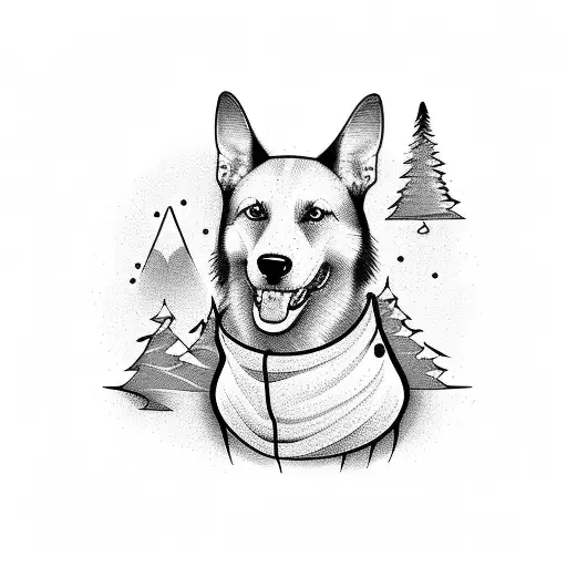 Camping with a Canine Companion tattoo design idea
