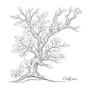 fineline oaktree tattoo tattoo design idea
