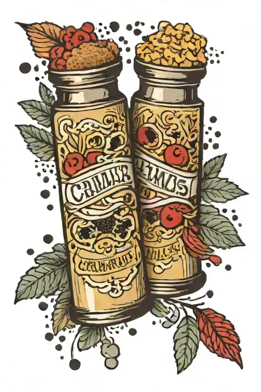 Salt and Pepper Shaker with Crumbs Written tattoo design idea