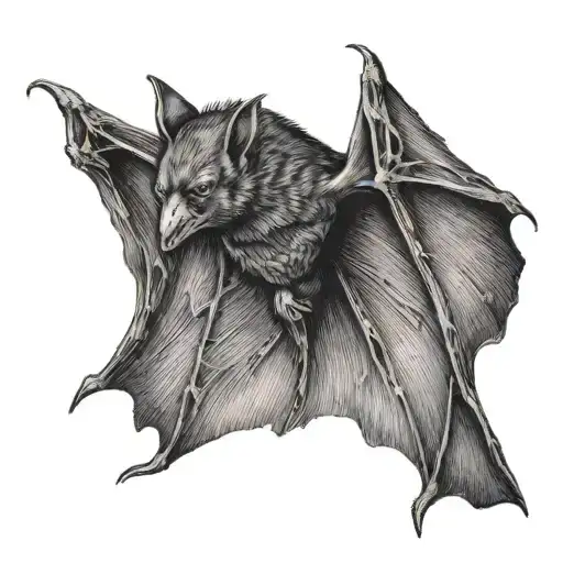 A sexy bat with big wings flying tattoo design idea