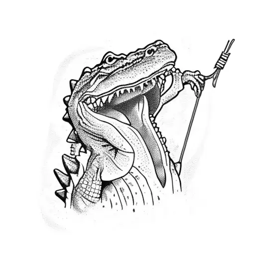 Alligator with the phrase "while you're fighting alligators don't forget to clean the swamp" tattoo design idea