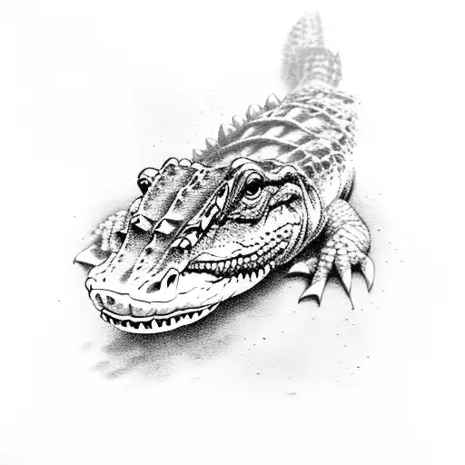 Alligator with the phrase "while you're fighting alligators don't forget to clean the swamp" tattoo design idea