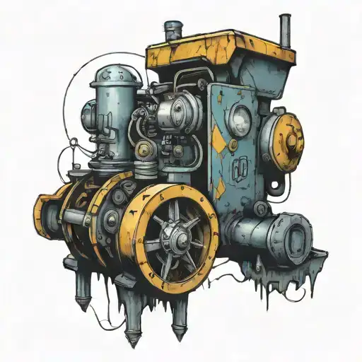 underground mining machine tattoo design idea