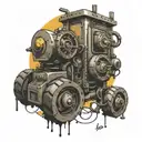 underground mining machine tattoo design idea