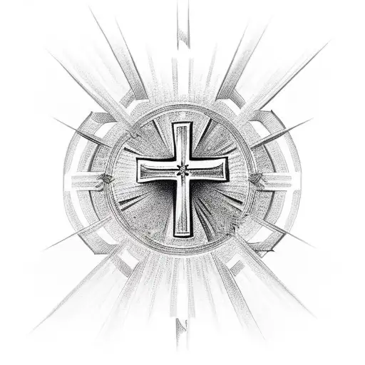 Christian Cross with Light tattoo design idea