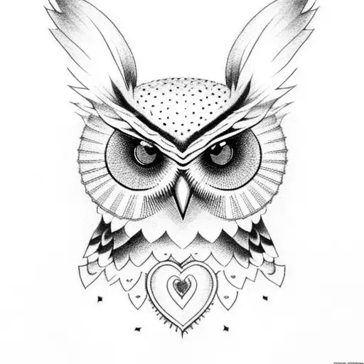 Cherry Blossom and 2 cute owl tattoo design idea