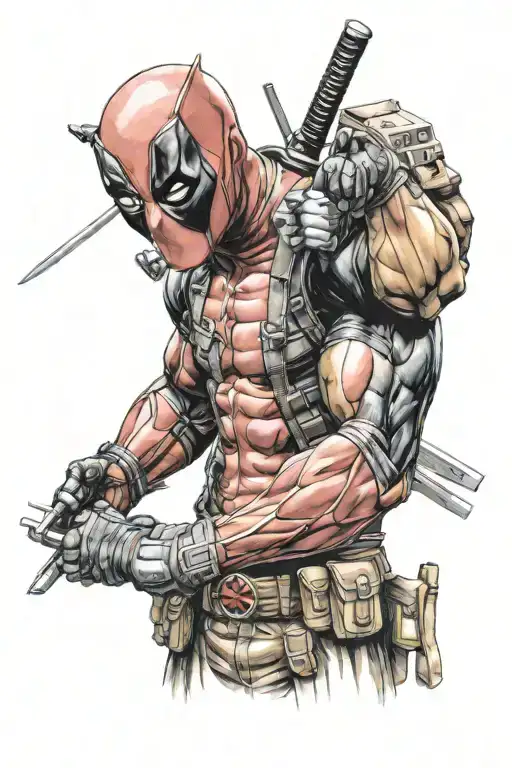 deadpool with wolverine tattoo design idea