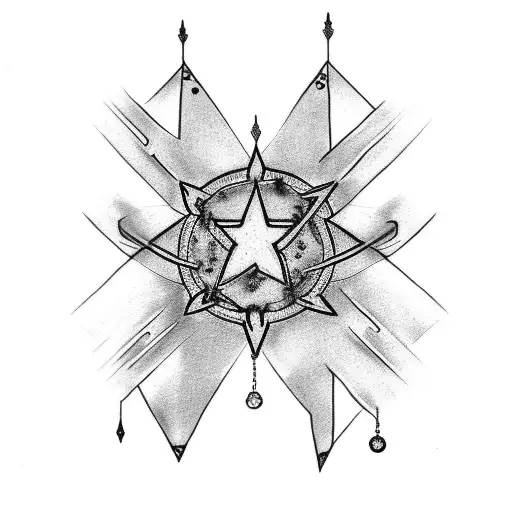 Half an arm sleeve tattoo with chains wrapping around the forearm up the tattoo and in the middle is a star, and the bac tattoo design idea