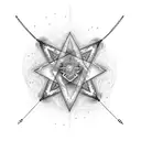 Half an arm sleeve tattoo with chains wrapping around the forearm up the tattoo and in the middle is a star, and the bac tattoo design idea