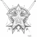 Half an arm sleeve tattoo with chains wrapping around the forearm up the tattoo and in the middle is a star, and the bac tattoo design idea