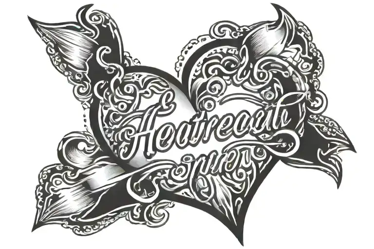 heartbeat line intertwined with a heart and the words Darren Forever tattoo design idea