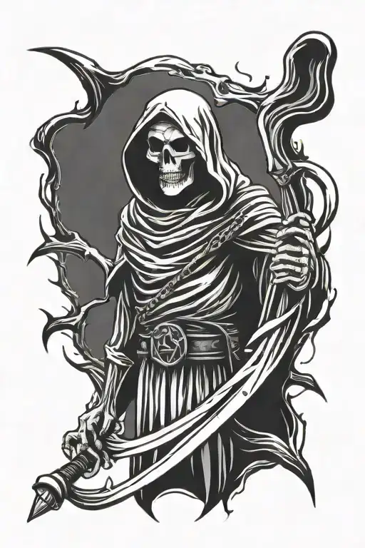 Grim Reaper minimalism tattoo design idea