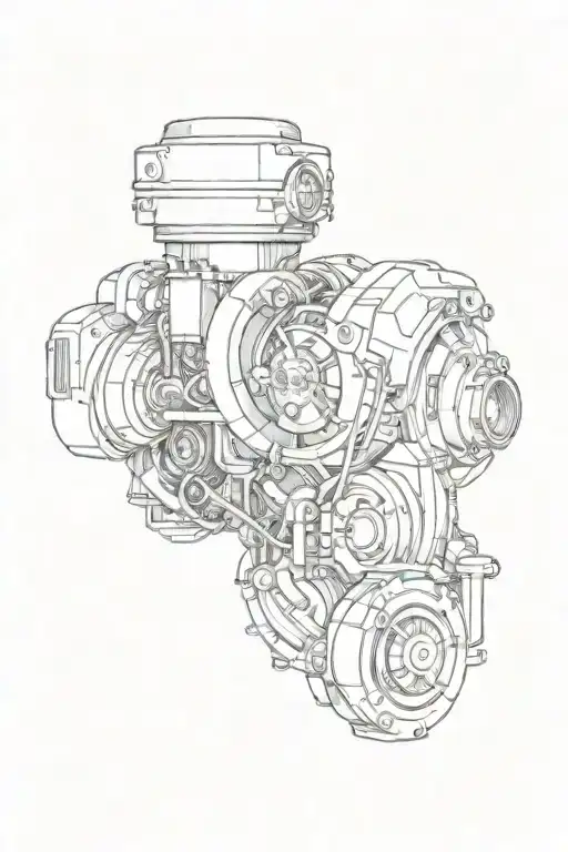 turbocharger motor car tattoo design idea