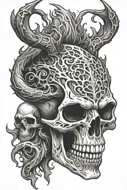 Wendigo Skull Mysterious and Dark tattoo design idea
