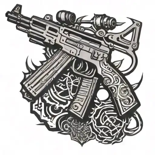 soldering iron mine Kalashnikov assault rifle tattoo design idea