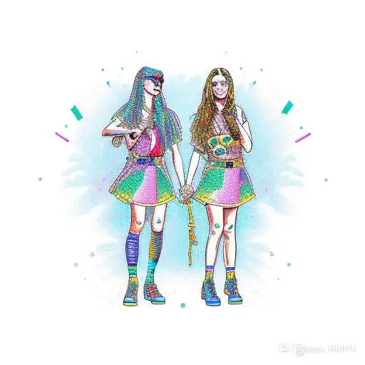 LGBT warrior women in a new-school style tattoo design idea