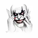 joker smile hand haha tattoo design idea