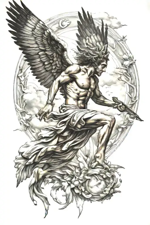 icarus falling from the sky greek mythology tattoo design idea