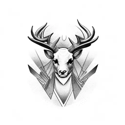 buck horns tattoo design idea