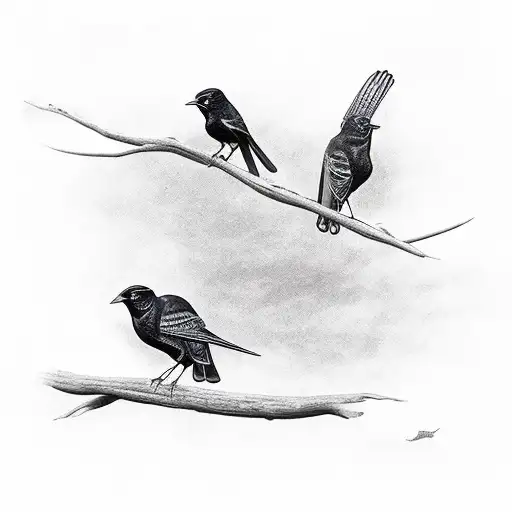3 birds crow, red wing blackbird. stellar jay birds tattoo design idea
