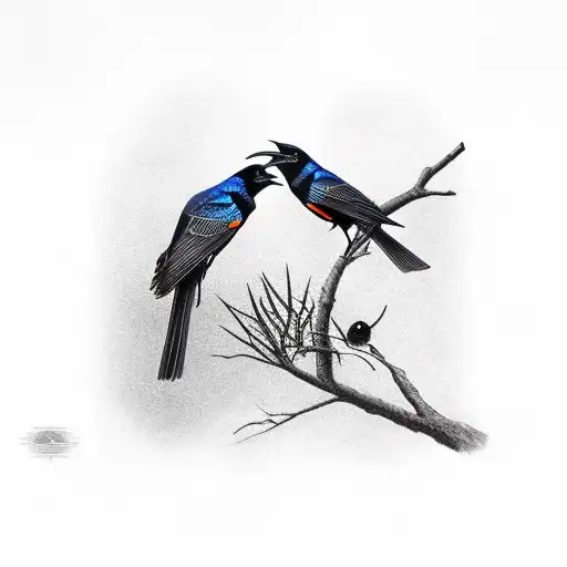 crow, red wing blackbird. stellar jay birds tattoo design idea
