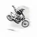 A sketched illustration of a dirt bike jumping over an obstacle tattoo design idea