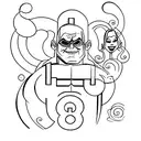 A minimalist tattoo of the Incredibles logo transformed into an abstract art piece tattoo design idea