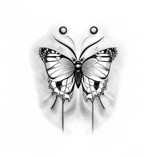 A butterfly emerging from a rosebud tattoo design idea