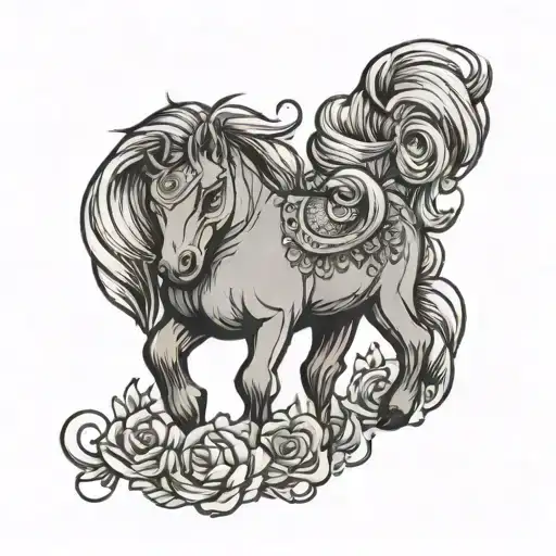pony tattoo design idea