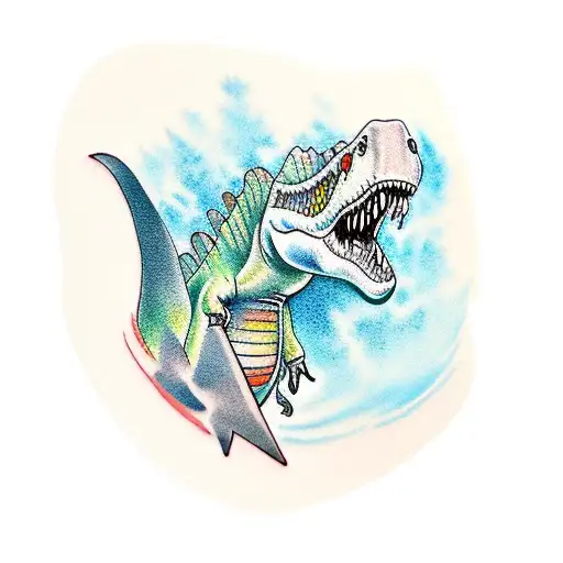 dinosaur cute water color simple tattoo design idea