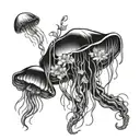 jelly fish and flowers tattoo design idea
