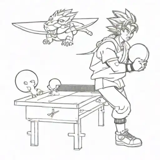table tennis, dragon ball, videogames and zelda tattoo design idea