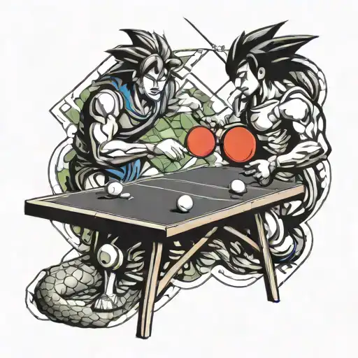 table tennis, dragon ball, videogames and zelda tattoo design idea