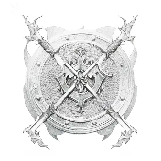 King Arthur, Knights of the Round Table, Round Table with Dragon Emblem, Shot from above, Knee Tattoo tattoo design idea