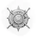 King Arthur, Knights of the Round Table, Round Table with Dragon Emblem, Shot from above, Knee Tattoo tattoo design idea