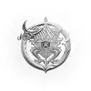 King Arthur, Knights of the Round Table, Round Table with Dragon Emblem, Shot from above, Knee Tattoo tattoo design idea