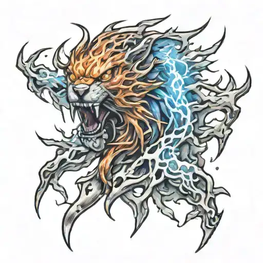 fire spirit lightning ice tattoo design idea