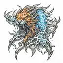 fire spirit lightning ice tattoo design idea