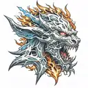 fire spirit lightning ice tattoo design idea