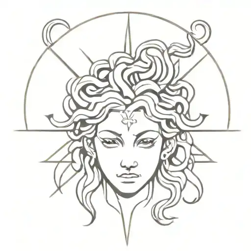 celestial medusa head tattoo design idea