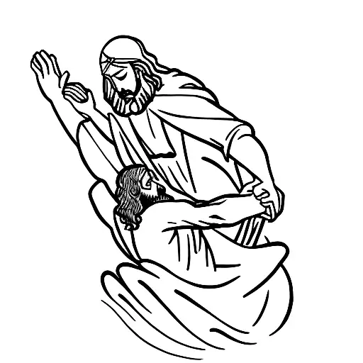 Jesus saving Peter from the water.  tattoo design idea