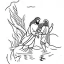 Jesus saving Peter from the water.  tattoo design idea