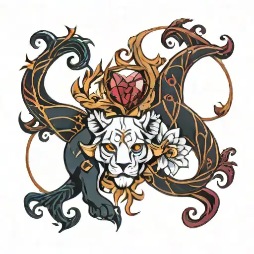 garnet stone leo and aquarius tattoo design idea