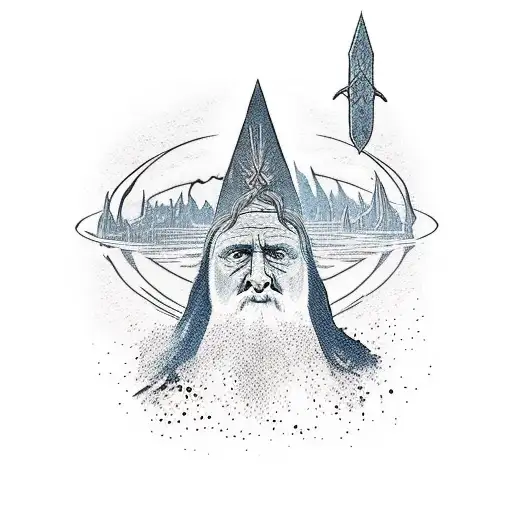 lord of The rings minimalist with The quote "not ALL those who Wander are Lost" tattoo design idea