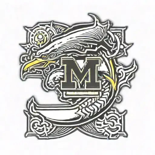 Michigan wolverines emblem with a marine twist tattoo design idea